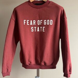 Fear of God Essentials "State" Heavy Fleece Crewneck - Burgundy - Size XXS
